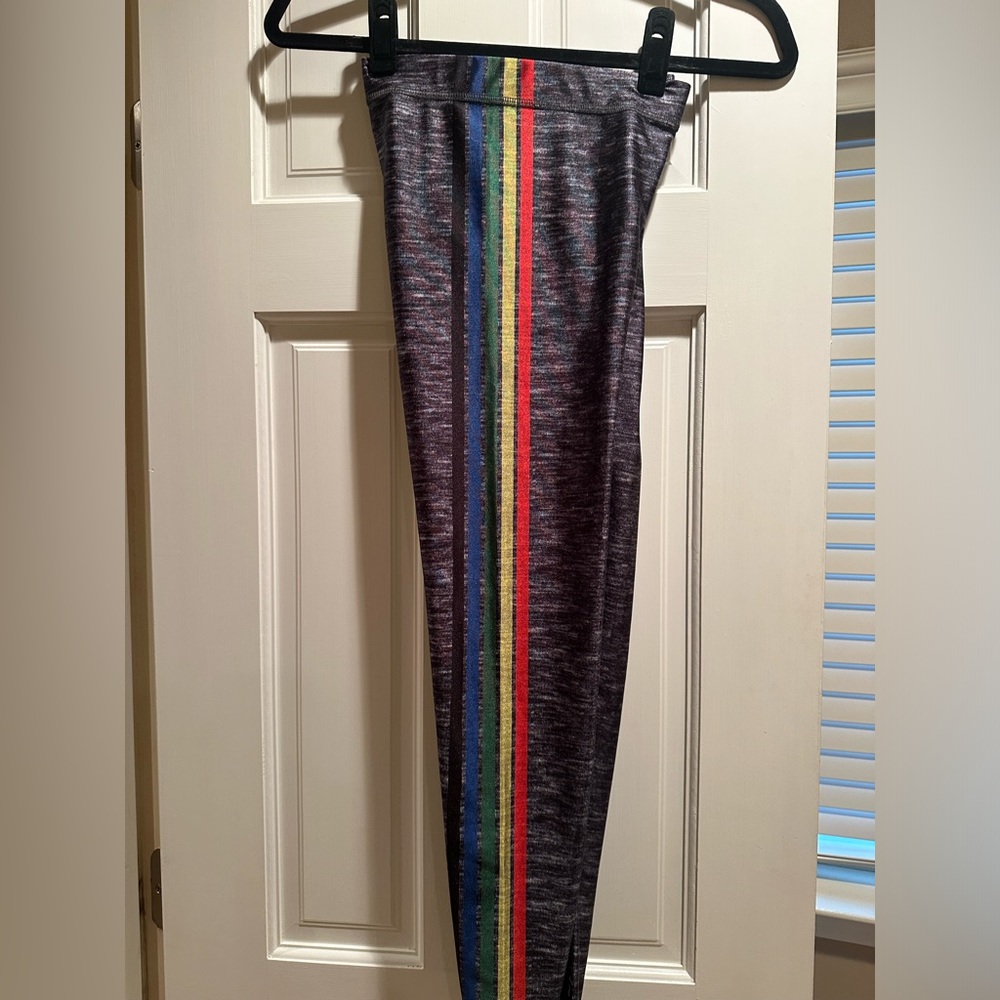 Terez rainbow striped leggings.